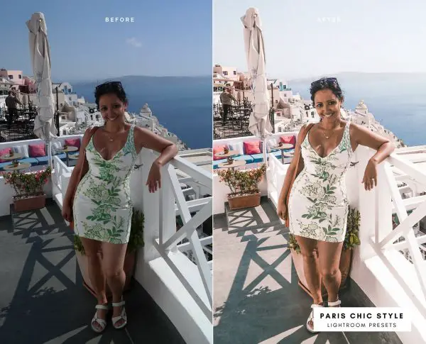 Before & After Santorini Greece Lightroom Presets 1.1 Desktop Mobile Instagram Blog Fashion Lifestyle Travel Paris Chic Style 1