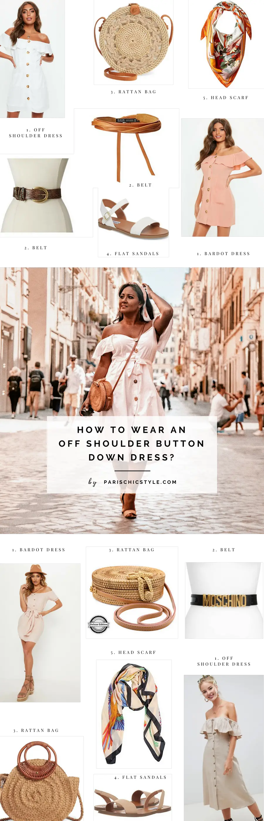 How To Wear An Off Shoulder Dress_ Blush Pink Button Down Dress Lookbook, Fashion, Streetstyle, OOTD, Outfit Of The Day, Paris Chic Style Rome Italy