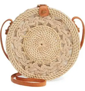 How To Wear Off Shoulder Dress With Woven Rattan Circle Straw Bags Paris Chic Style 2