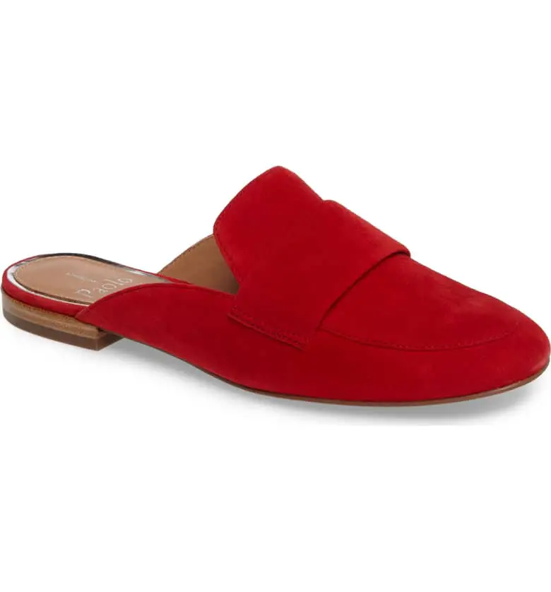 What Color Shoes To Wear With A Red Dress Red Shoes Annie Loafer Mule LINEA PAOLO Paris Chic Style 5