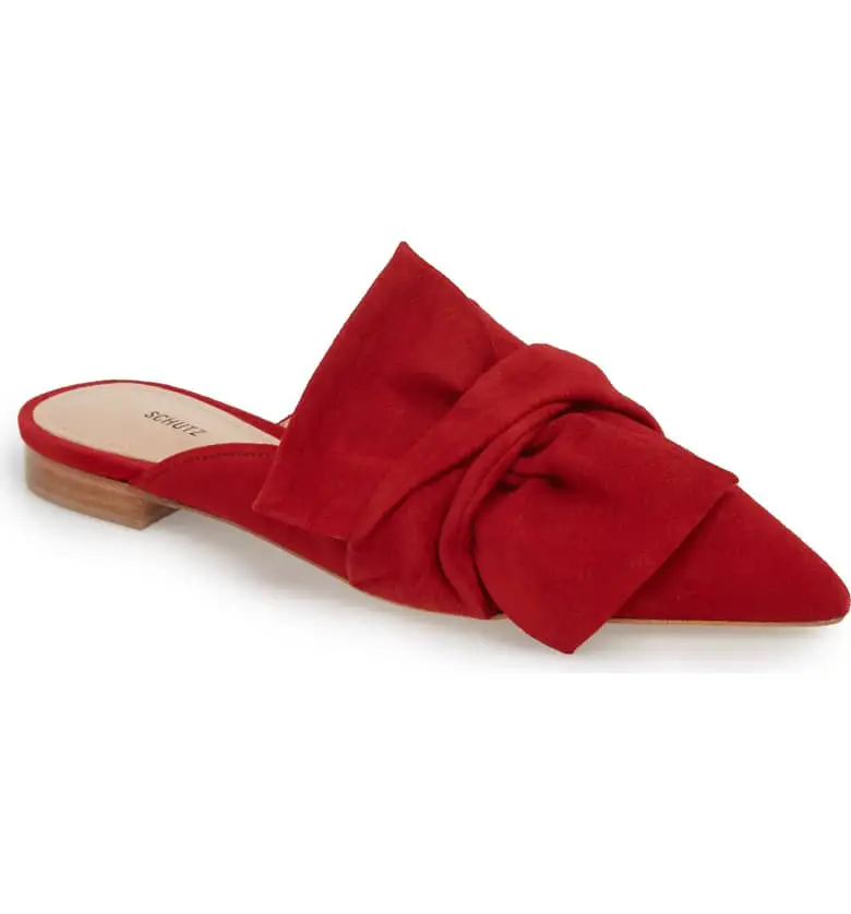 What Color Shoes To Wear With A Red Dress Red Shoes D'Ana Knotted Loafer Mule SCHUTZ Paris Chic Style 9