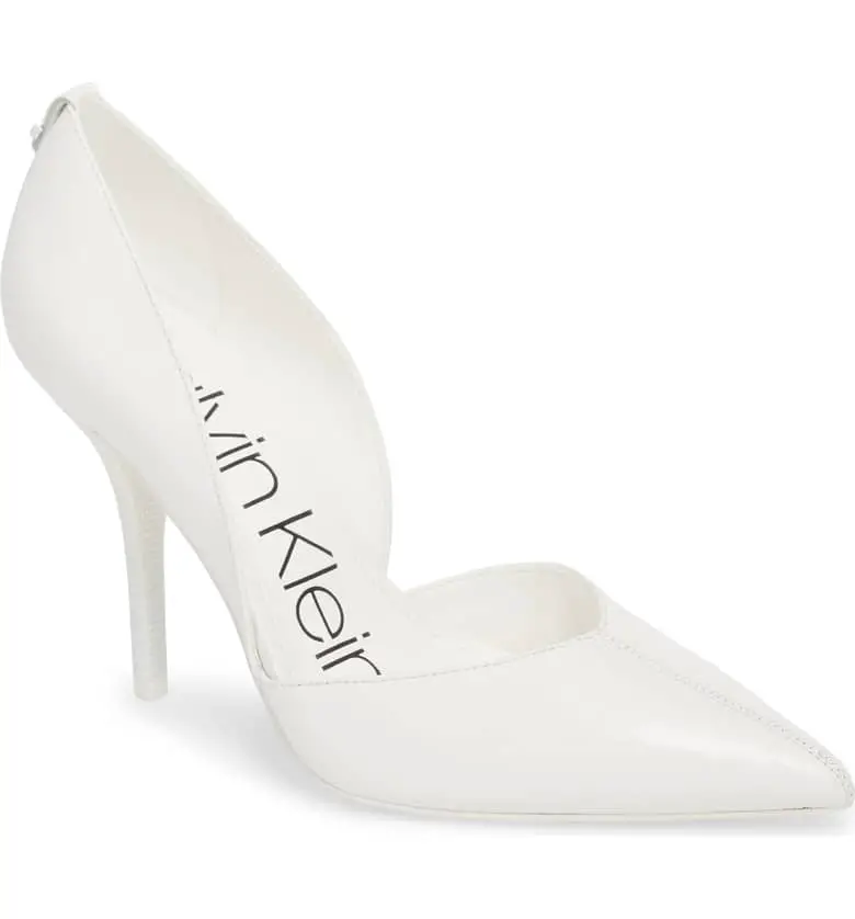 What Color Shoes To Wear With A Red Dress White Shoes Marybeth d'Orsay Pump CALVIN KLEIN Paris Chic Style 12