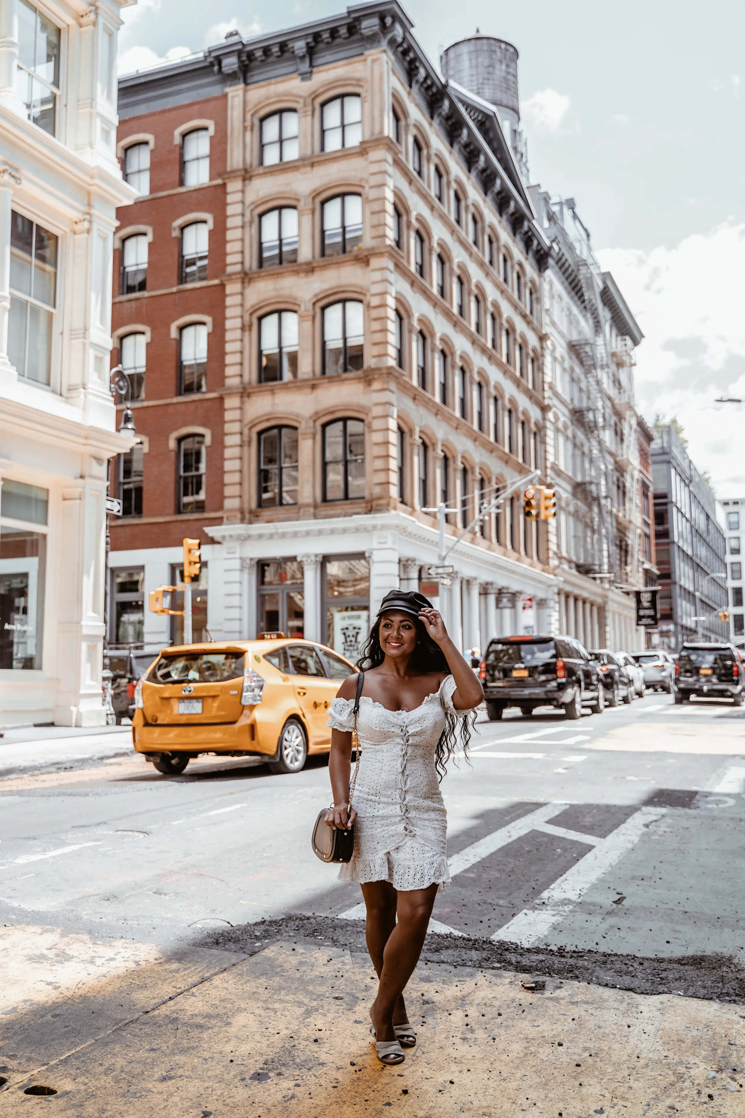what to wear in new york city paris chic style off the shoulder white dress