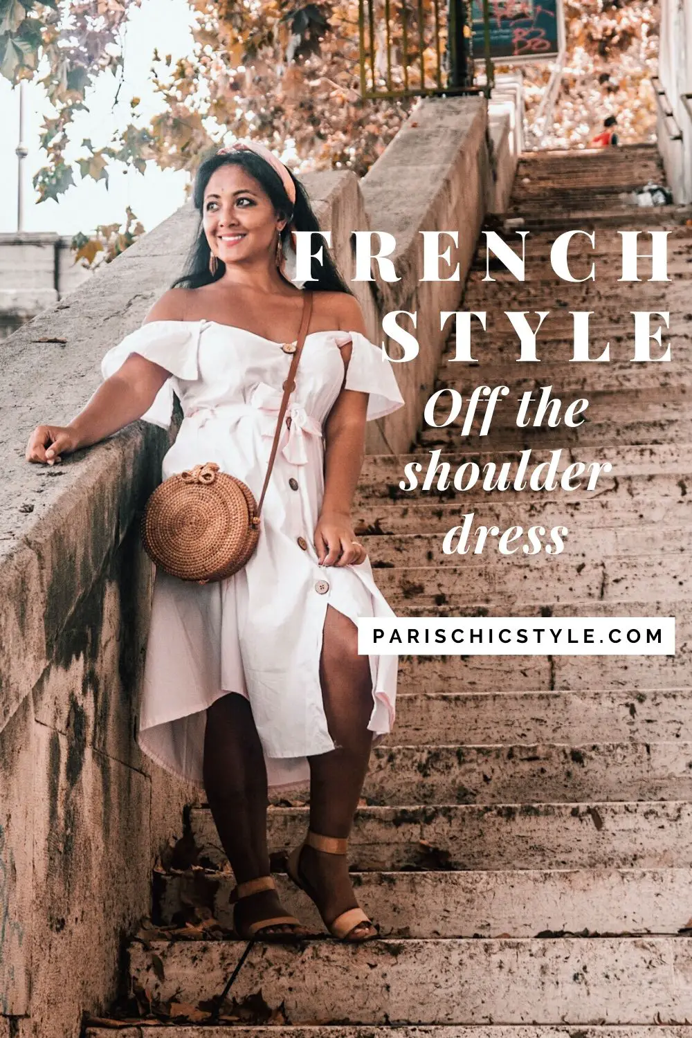 French Style Off The Shoulder Dresses From France Rome Italy Street Style Wear Parisian Outfit Paris Chic Style