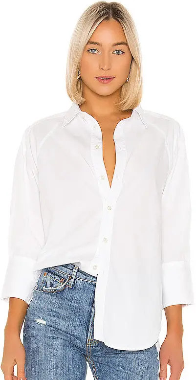 Parisian French Style White Shirt Button Down Long Sleeve Paris Chic Style Classic Womens White Shirt