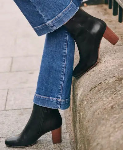 Sezane Paris Fashion Black French Boots For Walking Work Travel Sightseeing Parisian Streetstyle Shoes Paris Chic Style