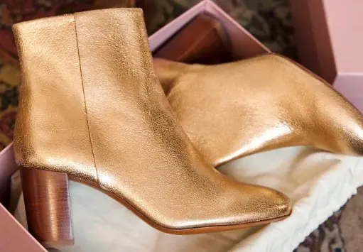 Sezane Paris Fashion Gold French Ankle Boots For Walking Work Travel Sightseeing Parisian Streetstyle Paris Chic Style