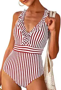 Striped Slimming Bathing Suits Best Swimsuit To Hide Tummy Bulge Paris Chic Style