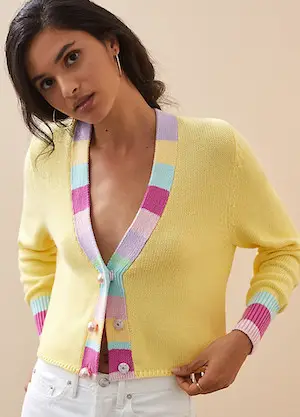 Colorful Short Cardigan Cute Parisian Chic Button Up Sweater Paris Chic Style