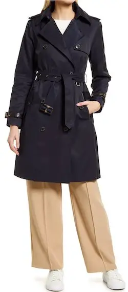 Classic Black Double Breasted Trench Coat For Women- Lauren Ralph Parisian Trench Coat Paris Chic Style